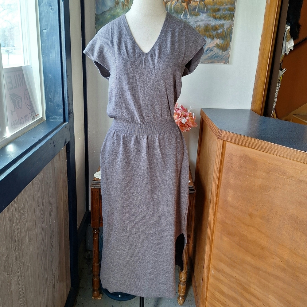 Anthropologie V-Neck Wool Blend Knit Dress Small Petite, RN#66270, NWT